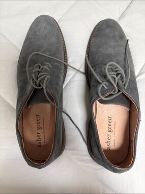Asher Green Men’s Gray Suede Derby Shoes